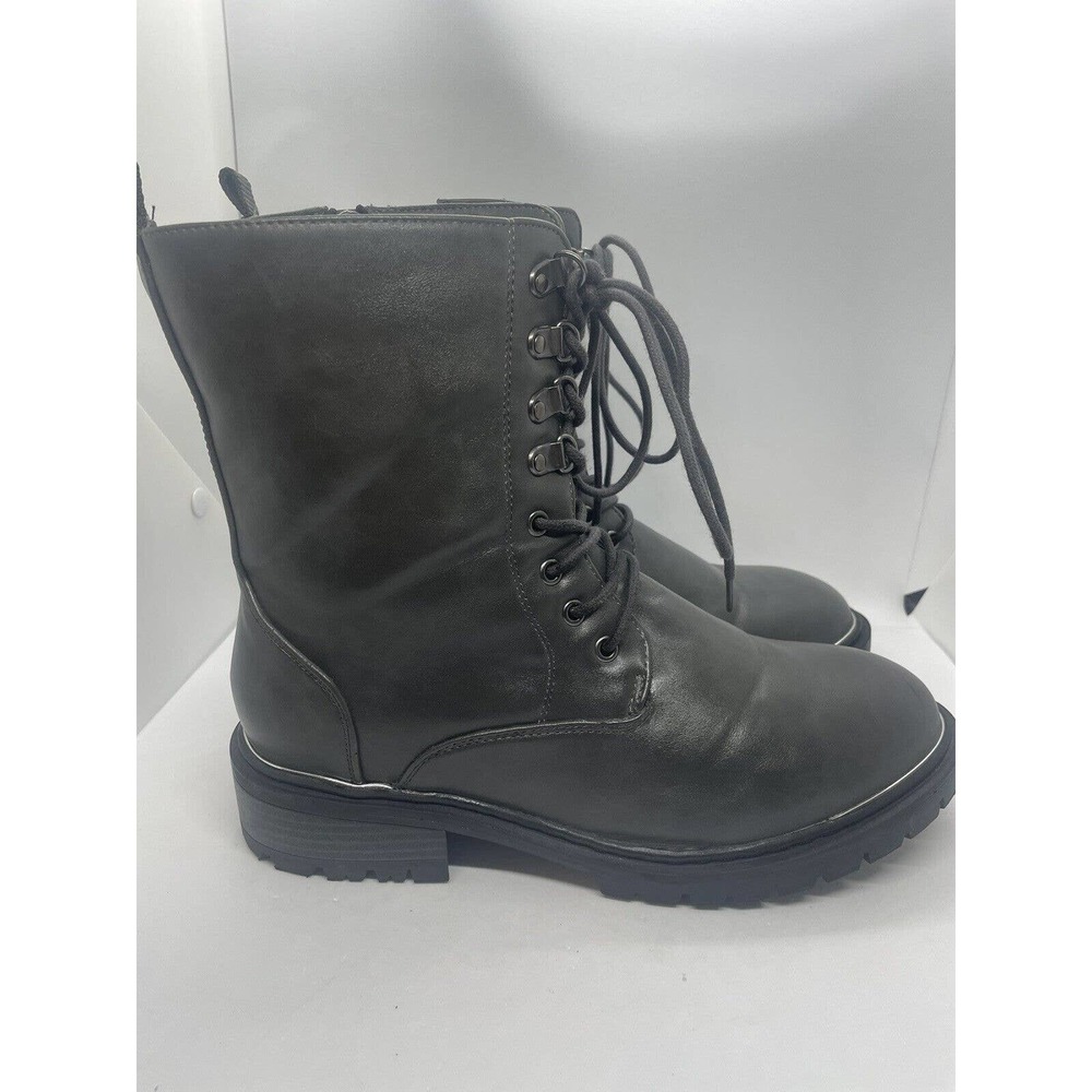 TORRID Mid-Calf Lace Up Boots Grey Side Zip Womens Size US 10 - Picture 2 of 11